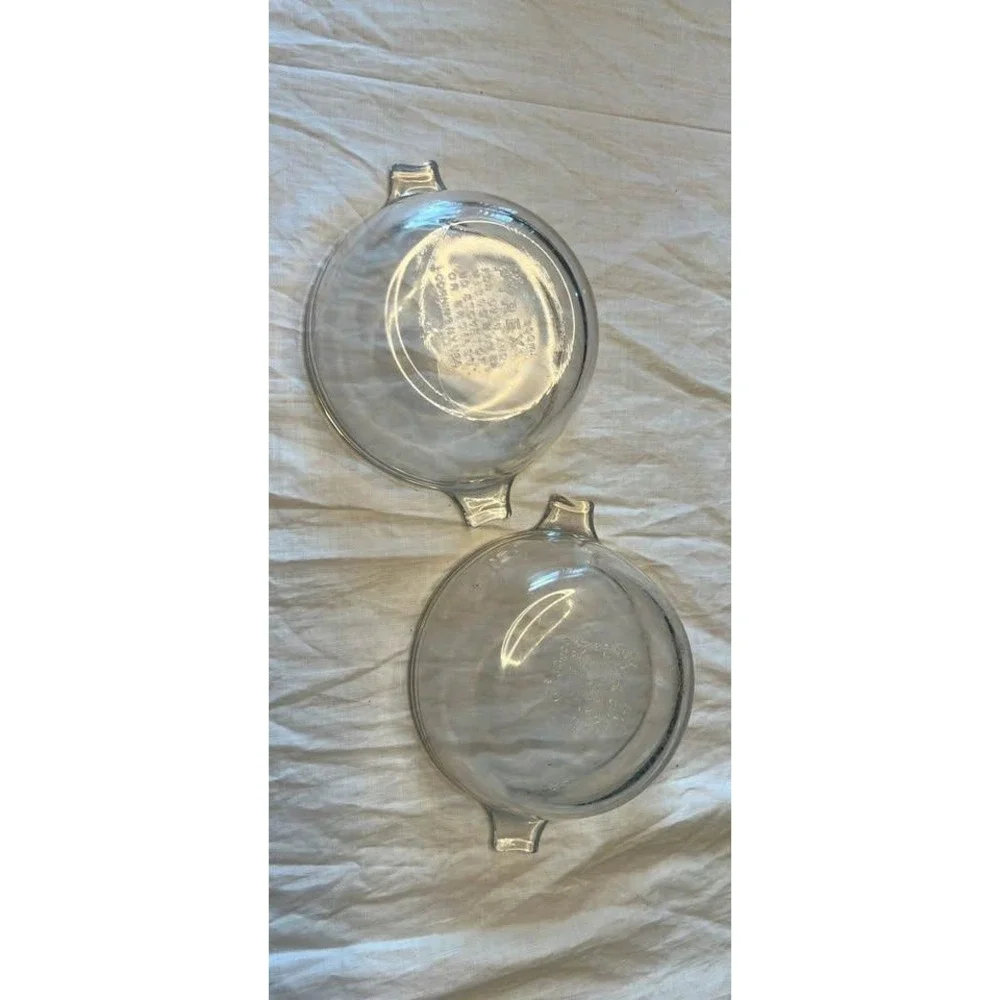 Vintage Pyrex 017 Clear Glass 300ml Custard Cups Ramekins with Handles Set of 2
